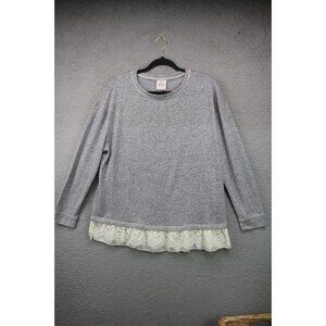 Knox Rose Long Sleeve Lace Trim Top-Size XL-Very Soft